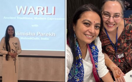 Nimishaben Parekh praised for adding Warli art into her designs at the Mehndi Conference in London
